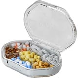 Koomuao Tablettenbox 7 Tage, Pillendose 7/6/4 Fäche,Klein Tragbar Pillenbox Klein Tablettendose,Medikamentenbox für Reise und Tägliches Gebrauch (Transparent-7 Fäche)