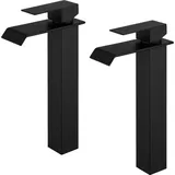Homelody - 2x Wasserhahn Bad Wasserfall Badarmaturen Schwarz Waschbecken Armatur Waschtischarmatur Hoch Einhandmischer Mischbatterie Für Badzimmer Schwarz