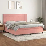 vidaXL Boxspringbett mit Matratze Rosa 200x200 cm Samt