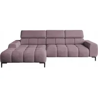 DomoHome Polster Eck-Couch L-Form Linke Seite | 177x270 cm | Ecksofa mit Schlaffunktion Schlafsofa Bettfunktion Kleine 3 Sitzplätze Verstellbare K... - Rosa