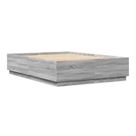vidaXL Bettgestell mit LED Grau Sonoma 160x200 cm Holzwerkstoff