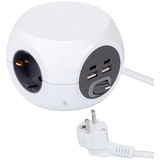 JIMEIDA Mehrfachsteckdose mit USB, 3 Fach Steckdosenleiste 7 in 1 Cube Steckdose mit 4 USB(2 USB A und 2 Type-C),5V/3.4A max,Steckerleiste Steckdosenwürfel Weiß Verlängerungskabel 1,8m