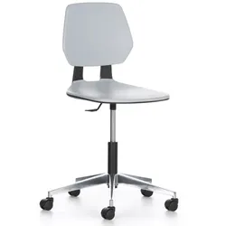 Arbeitsstuhl ALLOY Kunststoff, niedrig, auf Rollen, grau