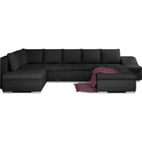 Wohnlandschaft mit Bettfunktion Polstergarnitur Ecksofa mit Schlaffunktion und Bettkasten Couch für Wohnzimmer Schlafsofa Sofagarnitur Sofa Eckcou... - Schwarz