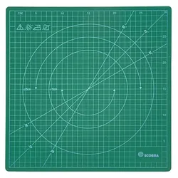 Ecobra Rotierende Schneidematte 31,5 x 31,5 cm, grün, 6-lagig, Aufdruck mit Hilfslinien