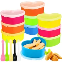 PIWOSGOL Kunststoff Gefrierdosen Klein Dosen, 10 Stk Vorratsdosen mit Deckel Frischhaltedosen Set, Aufbewahrungsbox Plastik Lebensmittel, Küche Auslaufsicher Behälter Lebensmittelbehälter (Herz)