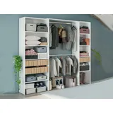 Dmora Kleiderschrank Worland 196 x 187 x 40 cm Weiß/Eiche