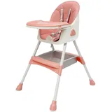 Hochstuhl, 6 in1 Kinderhochstuhl, Verstellbar Klappbar Hochstuhl Baby mit Fußstütze, Sicherheitsgurte, Doppeltablett, Großer Korb, ab 6 Monaten bis 6 Jahre