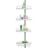 DEUBA Deuba® Teleskop Duschablage ohne Bohren 4 Ablagen 92-306 cm höhenverstellbar Edelstahl silber Duschregal Teleskopregal Bad Regal Eckregal Duschkorb