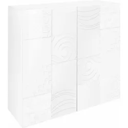 Highboard »Miro«, Breite 121 cm mit dekorativem Siebdruck, Weiß Hochglanz Lack mit Siebdruck, , 35832566-0