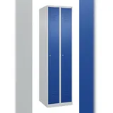 C+P Spind Classic PLUS, 2 Abteile, HxBxT 185x50x50cm, Zylinderschloss, Hellgrau/Enzianblau von PROREGAL