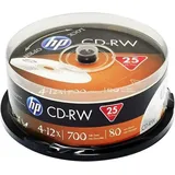 HP CD-RW, CWE00019-3, 69313, 25-pack, 700MB, 4-12x, 80min., 12cm, bez možnosti potisku, cake box, pr