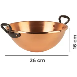 Cuisine Romefort | Schlagschüssel aus Kupfer Ø 26 cm | Rührschüssel mit zwei Gusseisengriffen, ideal um Eiweiß steif zu schlagen - Kupfer