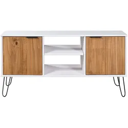 vidaXL TV-Schrank York Range Weiß Helles Holz Massivholz Kiefer