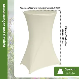 Baumarktplus Stehtischhusse Tischdecke Husse Bistrotisch Partytisch Stretch 60 cm Beige