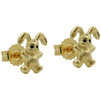 Gallay Paar Ohrstecker Ohrring 7x6mm kleiner Hase matt-glänzend 9Kt GOLD (1-tlg) goldfarben