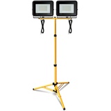 Eulenke LED Baustellenstrahler mit Teleskopstativ, 2x30W Fluter Flutlicht IP66 6000K Kaltweiß Scheinwerfer 2550LM Außenstrahler Baustrahler für Baustelle Garage (kein Stecker), PE-M-8220*2 3746-1x