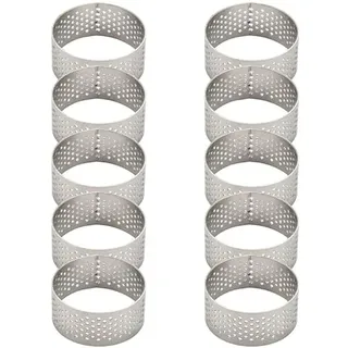 Elqubkan Tortenring, nahtlos, perforiert, Edelstahl, rund, 4,5 cm, Quiche-Ring, Tortenring mit Loch, Kuchenring