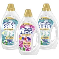 WEISSER RIESE Gel-Set 3x 22 Waschladungen (66WL) Aromatherapie 1x Color Orchidee & 2x Universal Lotus, mit Good Mood-Duft für unwiderstehlich duftende & strahlend saubere Wäsche