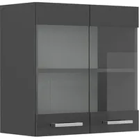 Vicco Vicco, Regal, Küchenglashängeschrank R-Line, Anthrazit Hochglanz/Anthrazit, 60 cm