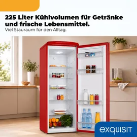 Exquisit Retro Kühlschrank RKS325-V-H-160C (225 l, 1465 mm hoch, Rot)