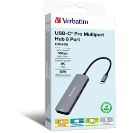 Verbatim USB-C Pro Multiport Hub CMH-08, USB-C 3.0 [Stecker] (32151)