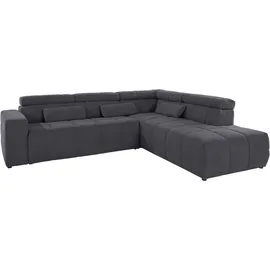 DOMO collection Ecksofa DOMO COLLECTION "BRANDON L-Form, auch in Leder", grau (dunkelgrau), B:275cm H:80cm T:228cm, Sofas, Ecksofa, inklusive Kopfteilverstellung, wahlweise mit Sitztiefenverstellung
