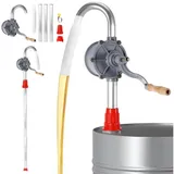 BlingBin Ölabsaugpumpe Fasspumpe, Manuelle Kurbelpumpe Ölpumpe Ölfass Handpumpe Dieselpumpe (1er Set, 1-tlg., 130cm), für Umfüllen Flüssigkeiten Benzin Schmieröl 29L / min silberfarben