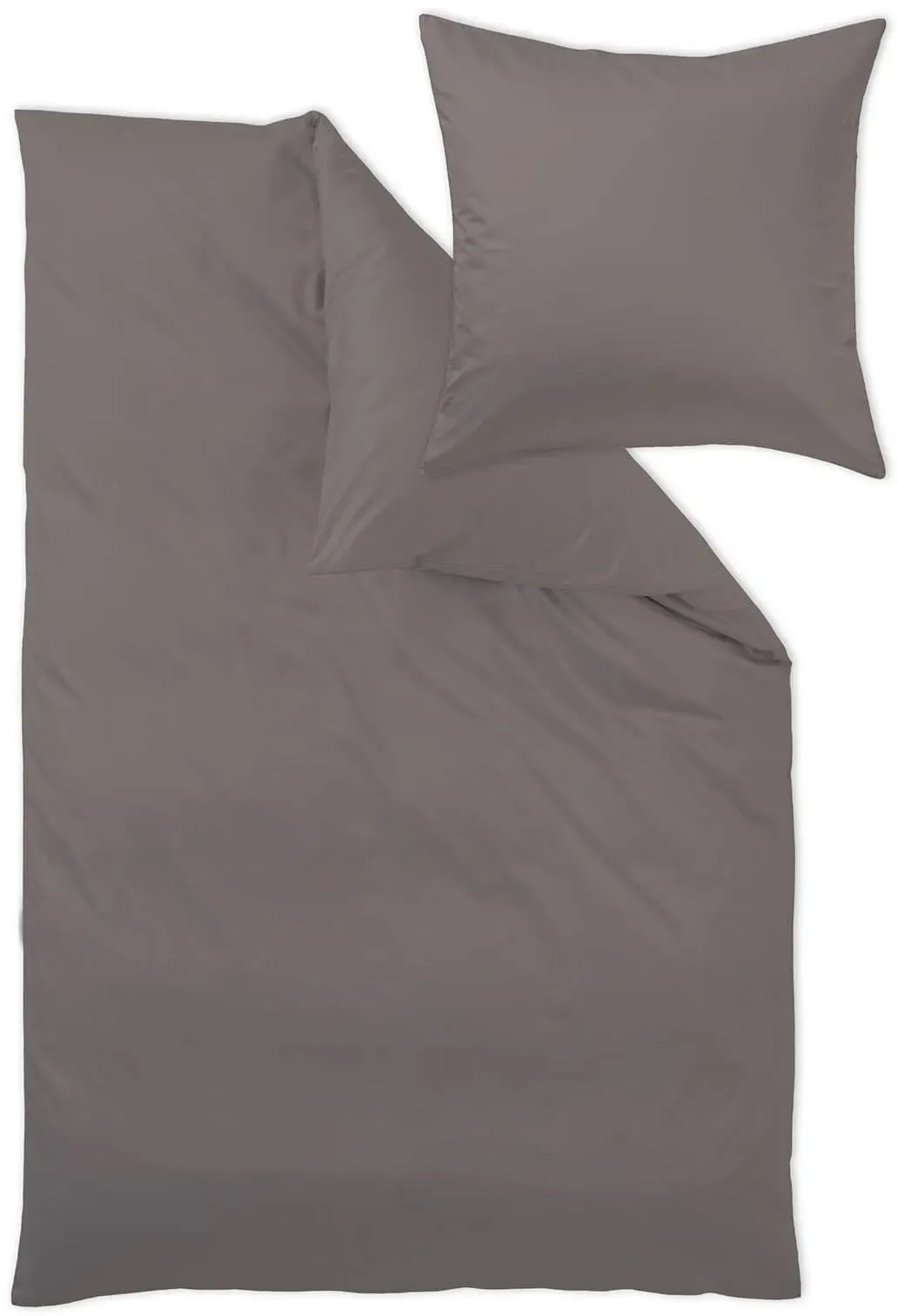 Curt Bauer Uni Mako-Satin Bettwäsche 140x200 cm + 70x90 cm | stein - grau