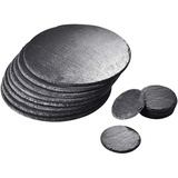 MALACASA, Serie Nature.Slate, 16-TLG. Set Schieferplatte, Schiefer Käseplatte Rundförmig Schieferuntersetzer Glasuntersetzer Appetizer Servierplatte Buffetplatte Durchmesser 10/30cm