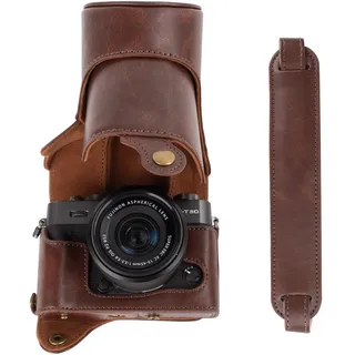 kinokoo Kameratasche für Fujifilm XT10 T20 XT30 XT30 II XT30 III, PU-Leder-Schutzhülle Fuji X-T30 III X-T30 II X-T30 X-T20 X-T10 mit 16-50 mm und 18-55 mm Objektiv – mit Schultergurt – Kaffee