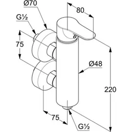 Kludi OBJEKTA Brause-Einhandmischer, vertikale Blockarmatur, chrom
