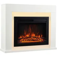 Elektrokamin, Weiß, Metall, Glas, Holzwerkstoff, 95.0x77.0x26.0 cm, Fernbedienung, Flammeneffekt separat schaltbar, Überhitzungsschutz, Thermostat, Dimmer, Freizeit, Heizen & Kühlen, Elektrokamine
