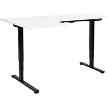 Beliani Eckschreibtisch elektrisch höhenverstellbar DESTINES Weiß / Schwarz 160 cm 109 cm linksseitig