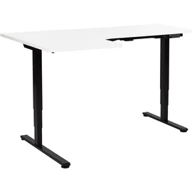 Beliani Eckschreibtisch elektrisch höhenverstellbar DESTINES Weiß / Schwarz 160 cm 109 cm linksseitig