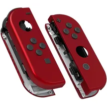 ExtremeRate Joycon Shell & Tasten, Matt DIY-Ersatz Gehäuse Grips Skin Hülle & Knöpfe Buttons Umbau Set für Nintendo Switch/Switch OLED Joycon Controller-Rot [KEIN Joy Con]