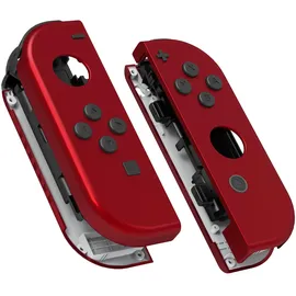 ExtremeRate Joycon Shell & Tasten, Matt DIY-Ersatz Gehäuse Grips Skin Hülle & Knöpfe Buttons Umbau Set für Nintendo Switch/Switch OLED Joycon Controller-Rot [KEIN Joy Con]