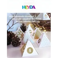 Heyda Adventskalender Bastelset Pyramiden weiß gold