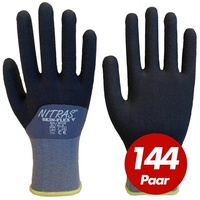 Nitras Nitril-Handschuhe 8710 Skin-Flex V Strickhandschuhe, Spezalbeschichtung 144 Paar (Spar-Set) grau|schwarz 10