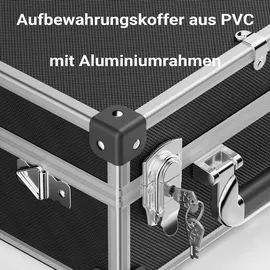 Wiltec PVC Universalkoffer 32x23x16 cm, PVC-Box abschließbar für Aufbewahrung und Transport von Werkzeug, Dokumenten usw., mit Griff und Tragegur...