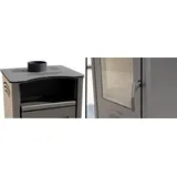 Kaminofen ABC Quadro Black Holzofen 9,5 kW mit Mehrfachbelegung Kamin Ofen Holzofen Holz Werkstattofen Heizofen - Schwarz