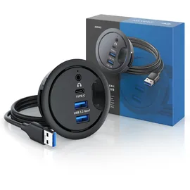 CSL Kabeldurchführung mit USB Hub, 2x USB-A, 1x USB-C, Audioanschluss