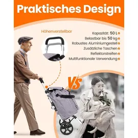 HOMECALL Einkaufswagen Geometrie-Print 55 L