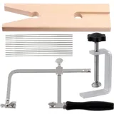 Jalleria - 14-teiliges professionelles 3-in-1-Juweliersägen-Set inklusive V-Klemme, verstellbarem Sägerahmen und Dekupiersägeblättern,