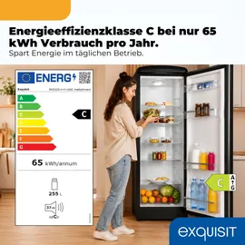 Exquisit Retro Vollraumkühlschrank RKS325-V-H-160C (225 l, 1465 mm hoch, Schwarz)