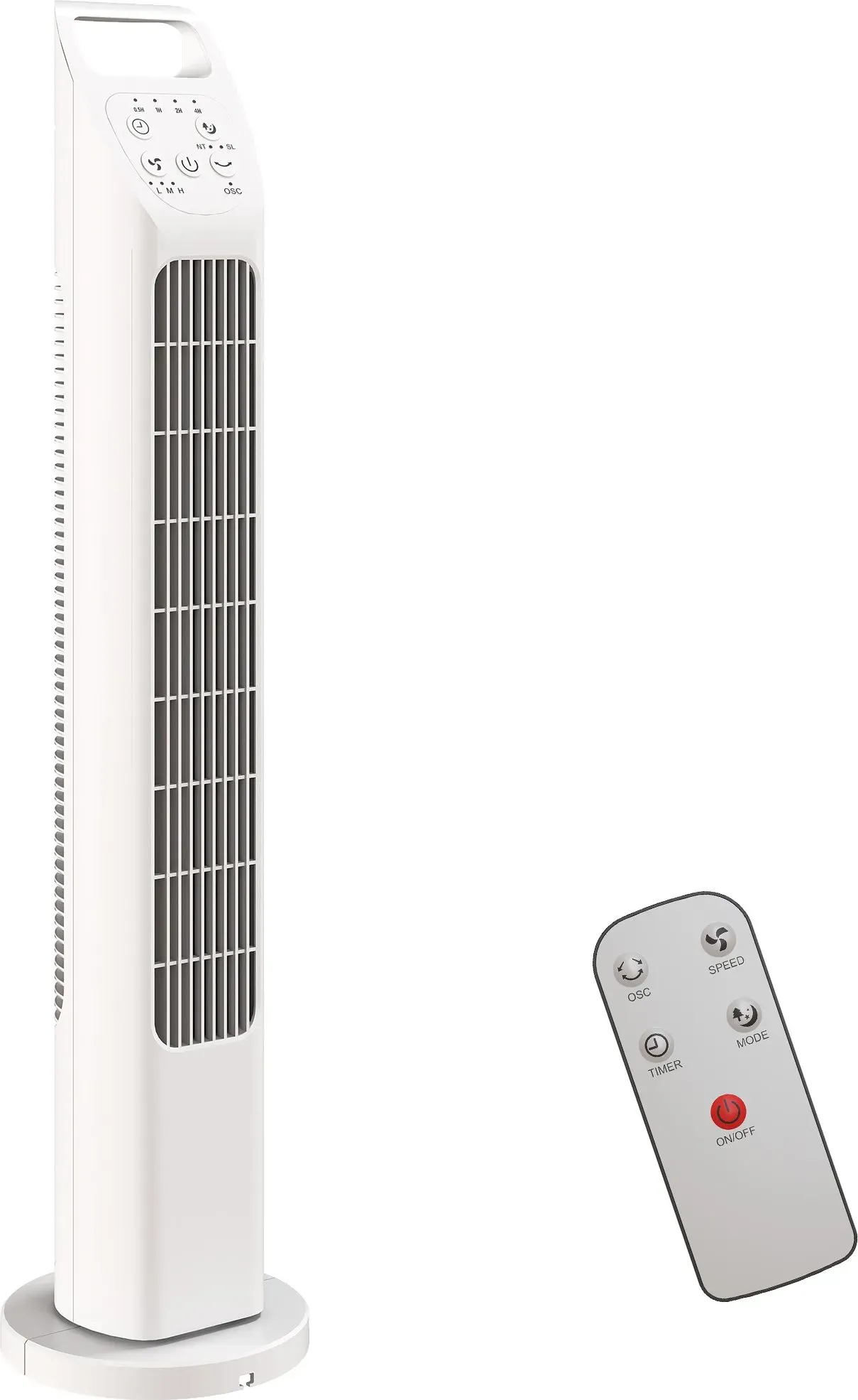 HOMCOM Turmventilator, elektrischer Ventilator mit Fernbedienung, 75° oszillierend, 3 Geschwindigkeiten, 3 Modi, 7,5-Stunden-Timer, leiser, blattloser Ventilator für Schlafzimmer und Büro, Weiß   Aosom