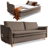 Schlafsofa mit Bettkasten, Schlafsofa Dauerschläfer - Big Sofa mit Schlaffunktion und Bettkasten, Schlafsofa mit Matratze, Sofabett, Schlafcouch mit Bettkasten, Schlafcouch Ausziehbar - Sofa Taupe