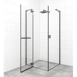 Swiss Aqua Technologies Eckdusche mit Pendeltür rechts 90 x 90 cm Schwarz/Klarglas SATTGDN9090