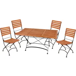 4 teilig Tisch Sitz Gruppe Eukalyptus Stühle Garten Terrasse Balkon Lounge Hof