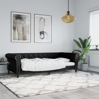 DJEKA Tagesbett Schlafsofa Sofabett Bett Sofa mit Schlaffunktion Bettgestell Schlafcouch Bettrahmen Einzelbetten Kunstleder Matratze Nicht enthalten-Schwarz-Kunstleder-80 x 200 cm-ohne Matratze